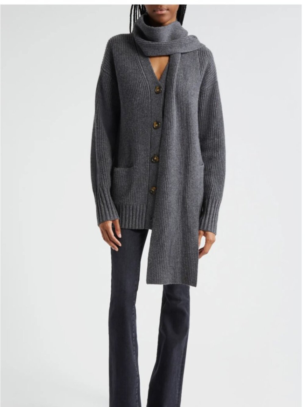 Veronica Beard Scarf Cashmere Wool Cardigan Sweater Womens Small Oversized - Picture 2 of 12